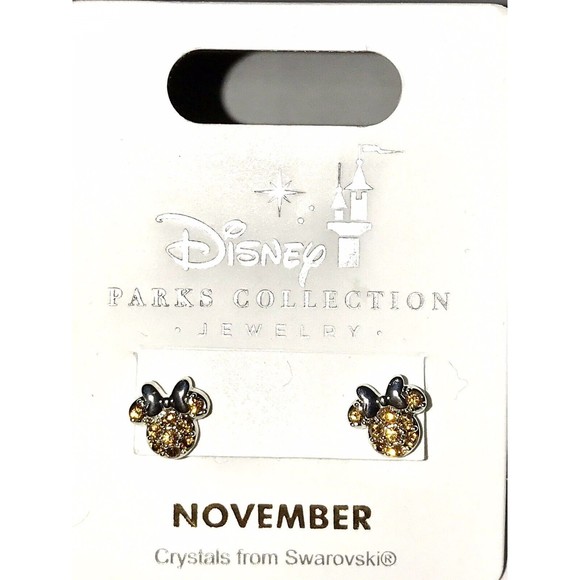 Disney Park Minnie Icon Birthstone Swarovski Crystal Earrings November NOC - Picture 1 of 1